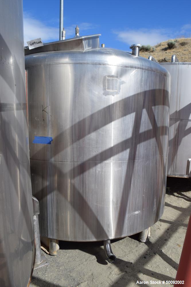 Used- Tank, Approximate 2000 Gallon, Stainless Steel, Vertical.