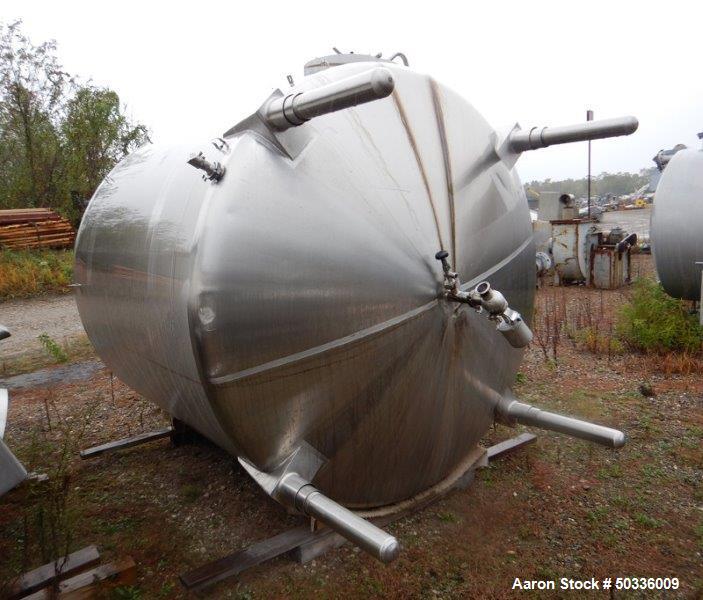 Used- Cherry Burrell Mix Tank, Approximately 1,700 Gallon, Stainless Steel. Approximate 84" diameter x 75" straight side, di...