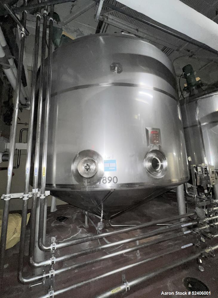 Used-Falco Stainless Steel Equipment Jacketed Pressure Tank, Approximate 4000 Ga