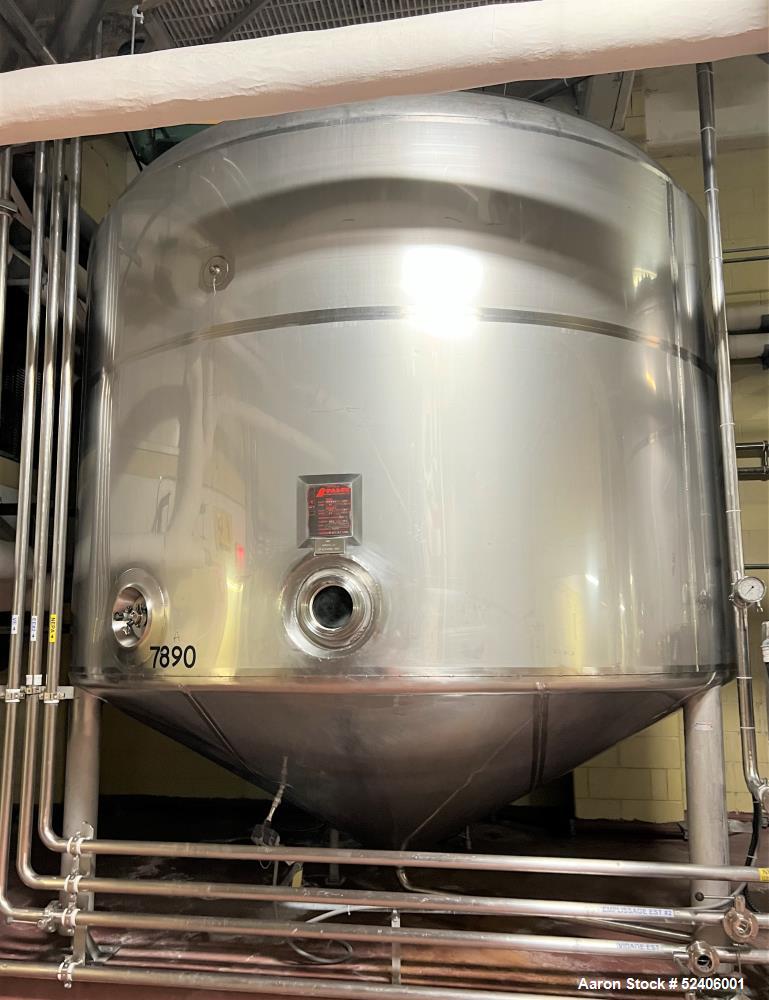 Used-Falco Stainless Steel Equipment Jacketed Pressure Tank, Approximate 4000 Ga