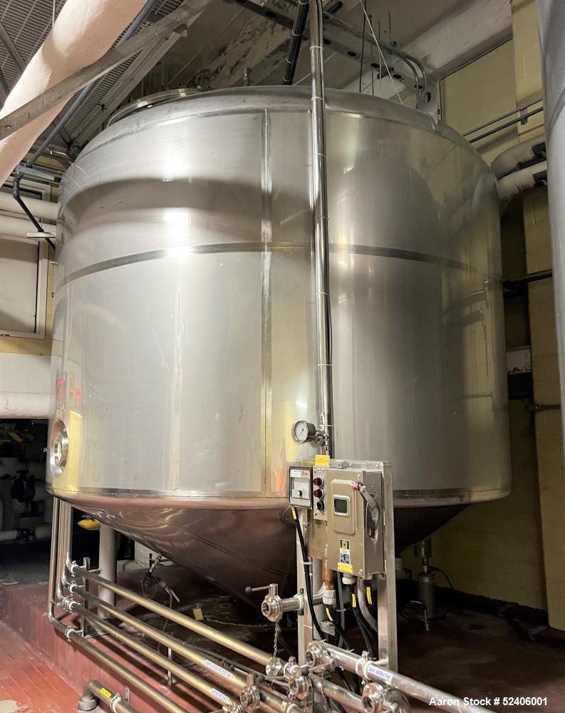 Used-Falco Stainless Steel Equipment Jacketed Pressure Tank, Approximate 4000 Ga