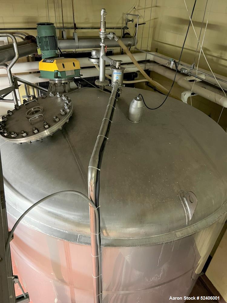 Used Falco Stainless Steel Equipment Jacketed Pressure Tank, Approximate 4000 Ga