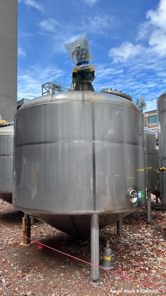 Used-Falco Stainless Steel Equipment Jacketed Pressure Tank, Approximate 4000 Ga