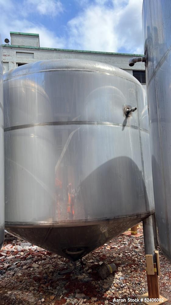 Used-Falco Stainless Steel Equipment Jacketed Pressure Tank, Approximate 4000 Ga