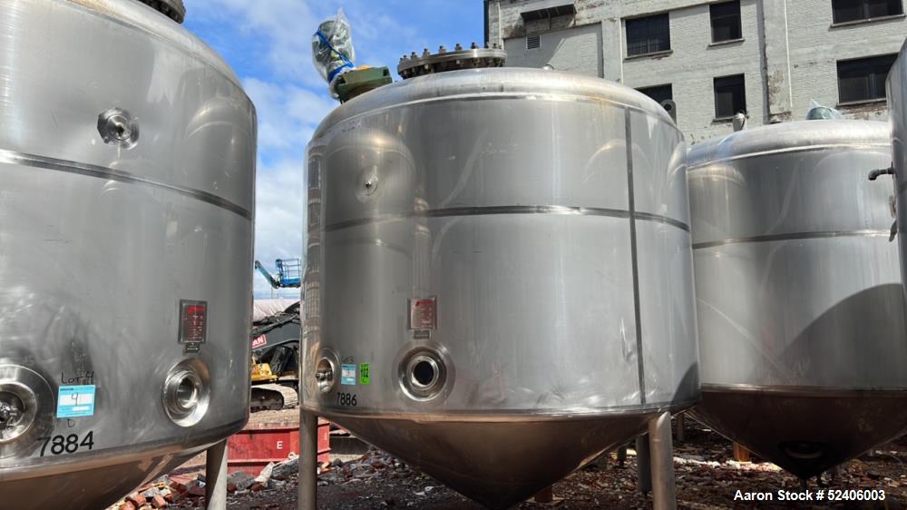 Used-Falco Stainless Steel Equipment Jacketed Pressure Tank, Approximate 4000 Ga