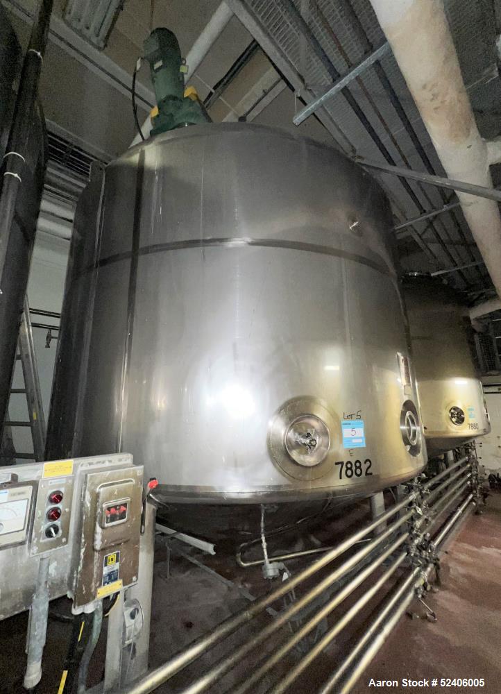 Used-Falco Stainless Steel Equipment Jacketed Pressure Tank, Approximate 4000 Ga