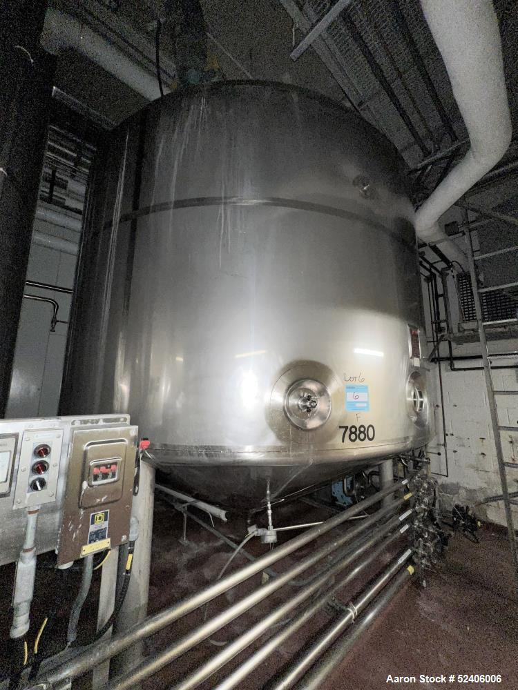 Used Falco Stainless Steel Equipment Jacketed Pressure Tank, Approximate 4000 Ga