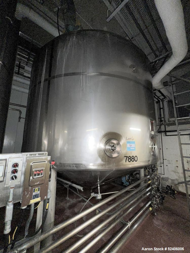 Used-Falco Stainless Steel Equipment Jacketed Pressure Tank, Approximate 4000 Ga