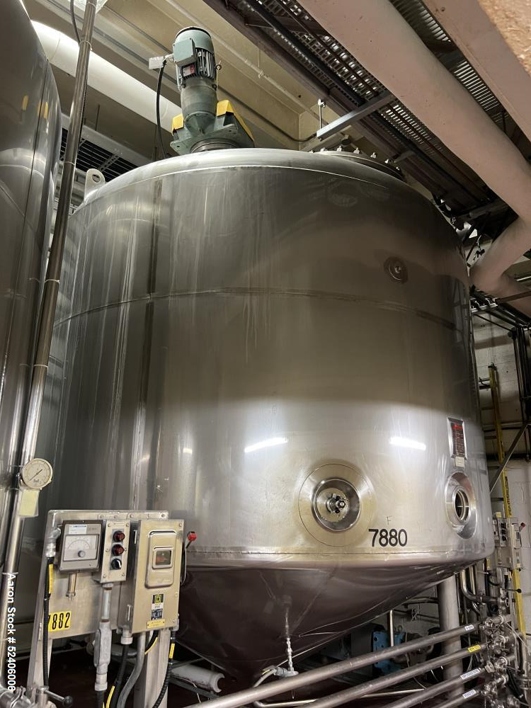 Used-Falco Stainless Steel Equipment Jacketed Pressure Tank, Approximate 4000 Ga