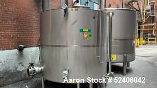 Used- Tank, Approximate 1800 Gallon, Stainless Steel, Vertical. Approximate 84" diameter x 72" straight side, coned top & bo...