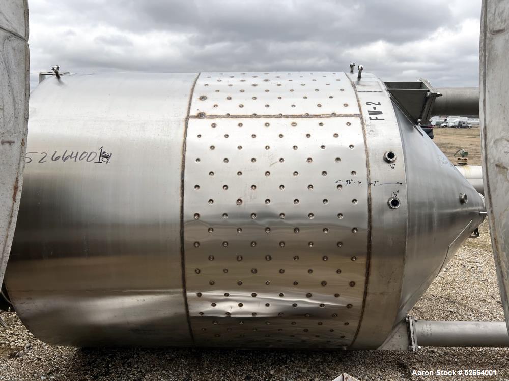 Used Bekadex-Spomasz 1,500-Gallon Stainless Steel Tank – Dimple Jacket, Vertical