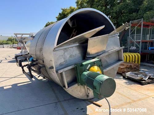 Used 3,000 Gallon 316 Stainless Steel Agitated Dimple Jacketed Mix Tank. Vessel measures 8' diameter X 8' straight side with slight cone bottom leading to 3" diameter discharge. Includes multiple zon...