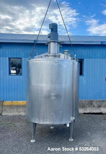 1720 Gallon Jacketed, 316 Stainless Steel Tank with 10HP Mixer.