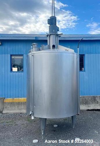 1720 Gallon Jacketed, 316 Stainless Steel Tank with 10HP Mixer.