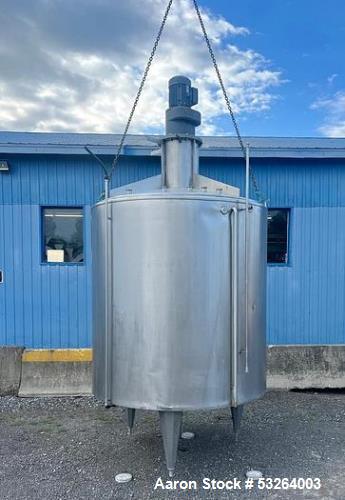1720 Gallon Jacketed, 316 Stainless Steel Tank with 10HP Mixer.