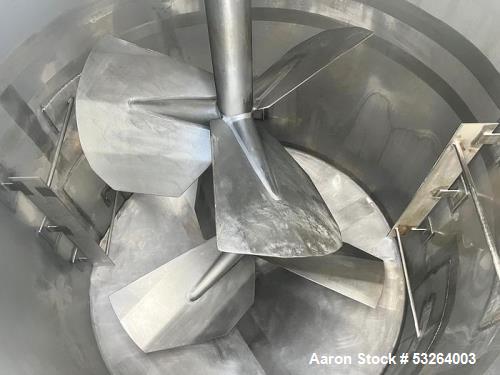 1720 Gallon Jacketed, 316 Stainless Steel Tank with 10HP Mixer.