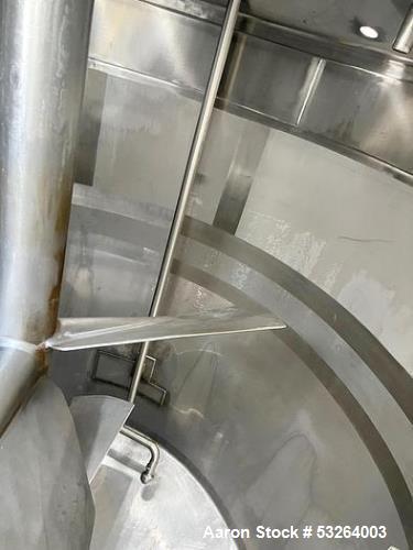 1720 Gallon Jacketed, 316 Stainless Steel Tank with 10HP Mixer.