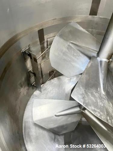 1720 Gallon Jacketed, 316 Stainless Steel Tank with 10HP Mixer.