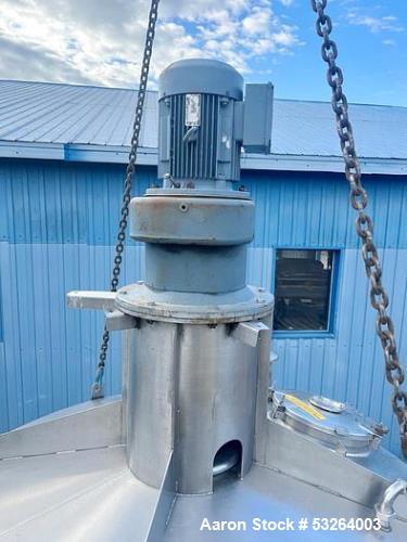 1720 Gallon Jacketed, 316 Stainless Steel Tank with 10HP Mixer.