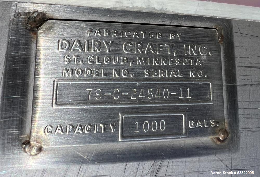 DCI Tank, 1,000 Gallon Capacity, Stainless Steel