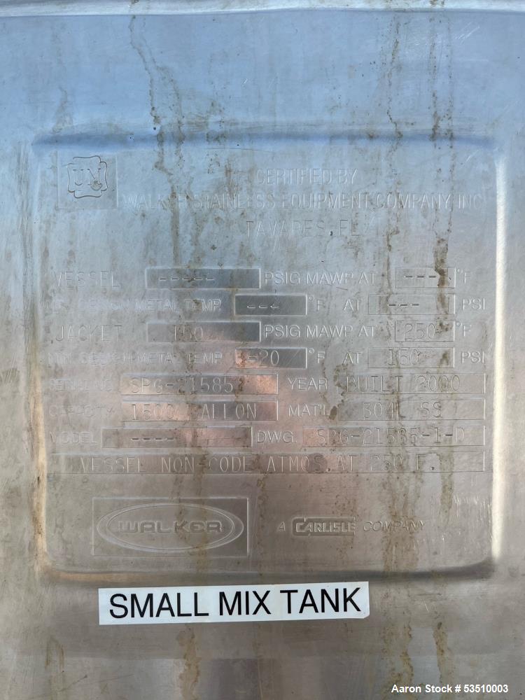 Walker Stainless 1,500 Gallon Mix Tank