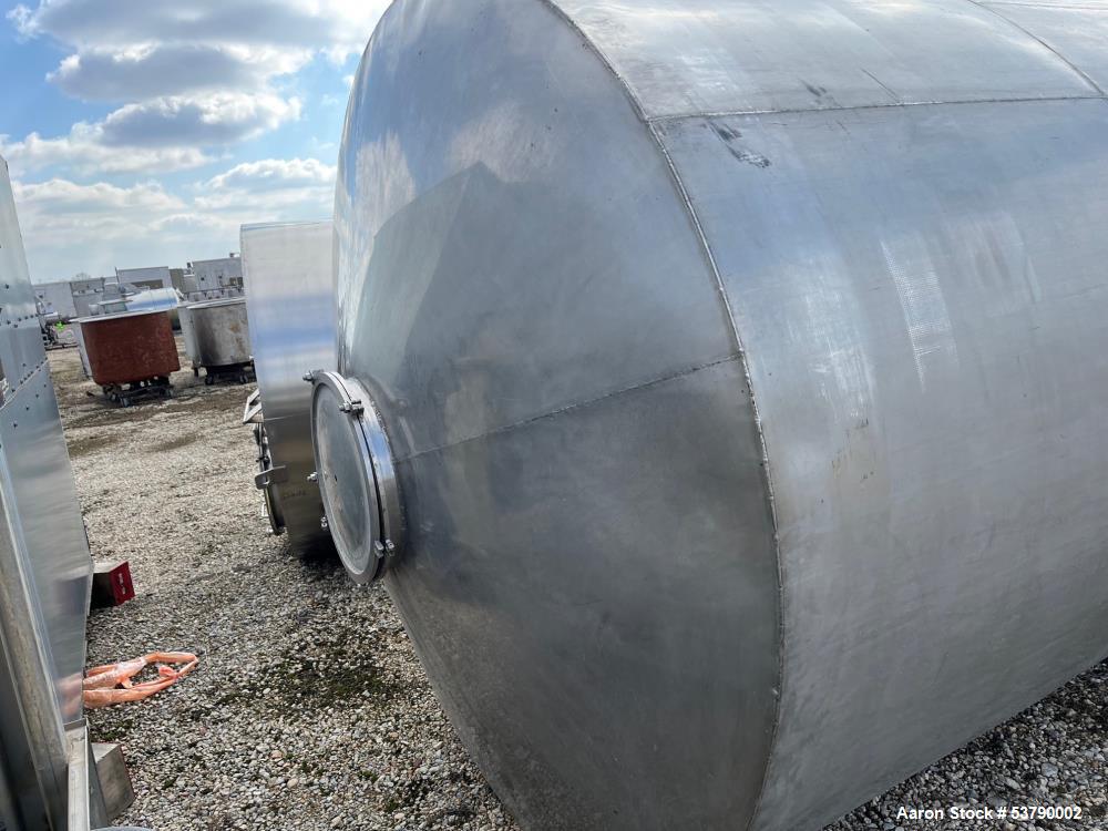 Used 3,400 Gallon Vertical Stainless Steel Tank – 304 SS, 88" Diameter, 6-Leg Base