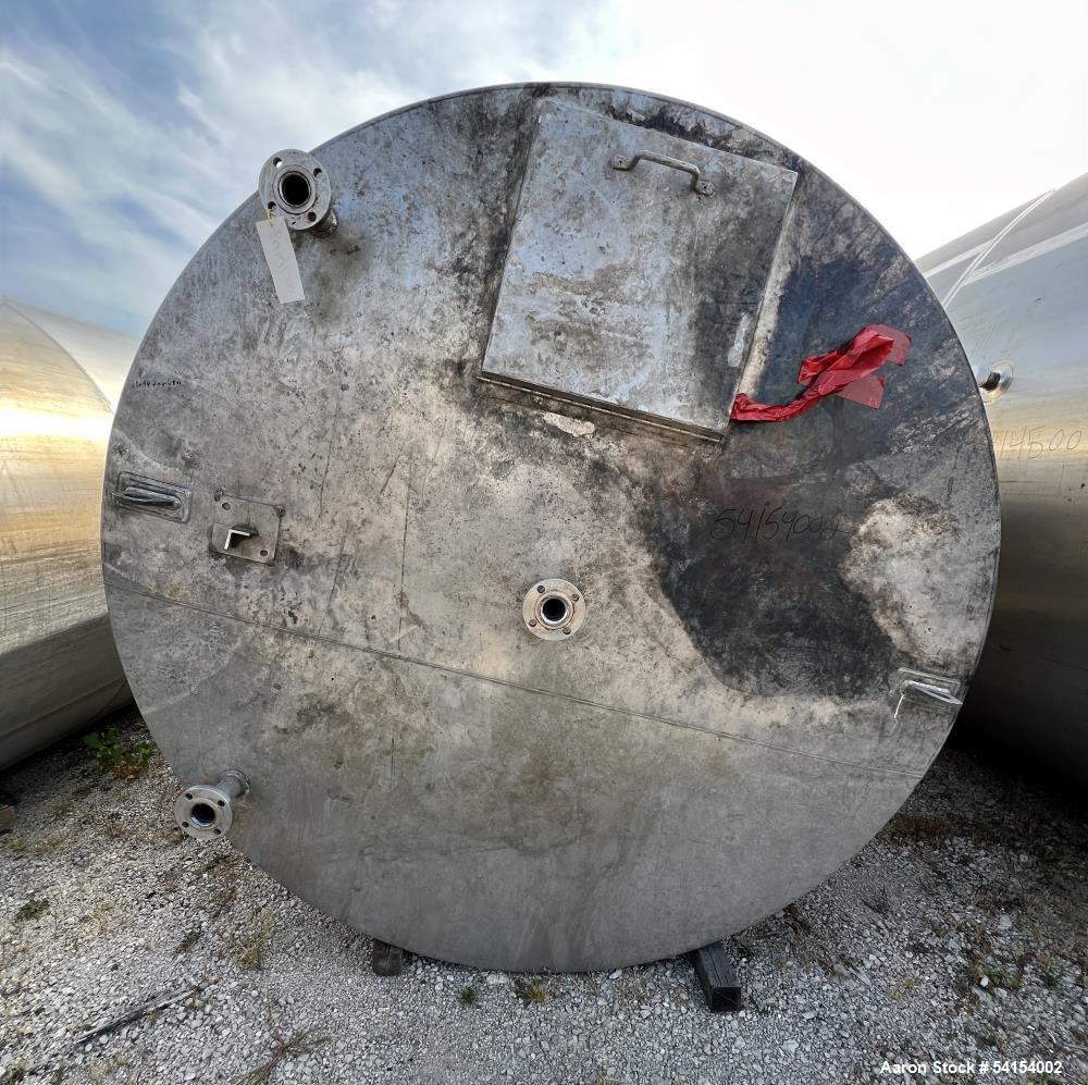 Pre-Owned 3,800 Gallon 316 Stainless Steel Vertical Storage Tank – Flat Top & Di