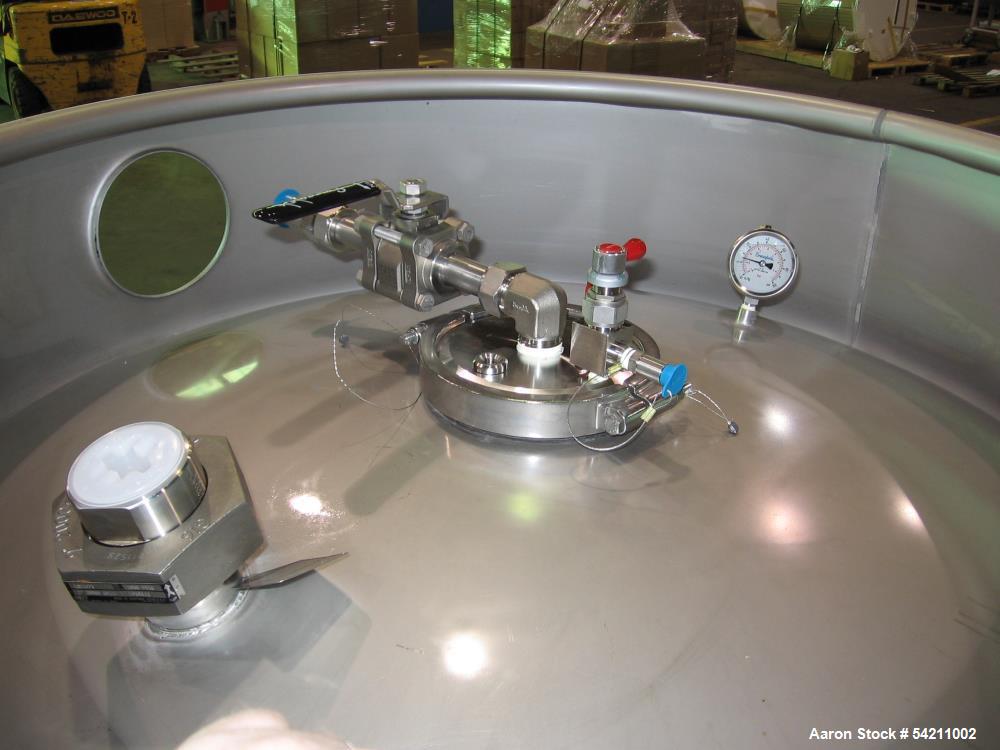 Unused 4,000-Gallon 316 Stainless Steel Storage Tank | 108” Dia x 108” H | Atmospheric Service | Dished Top & Bottom | 150# Flanged Fittings | Mill Finish