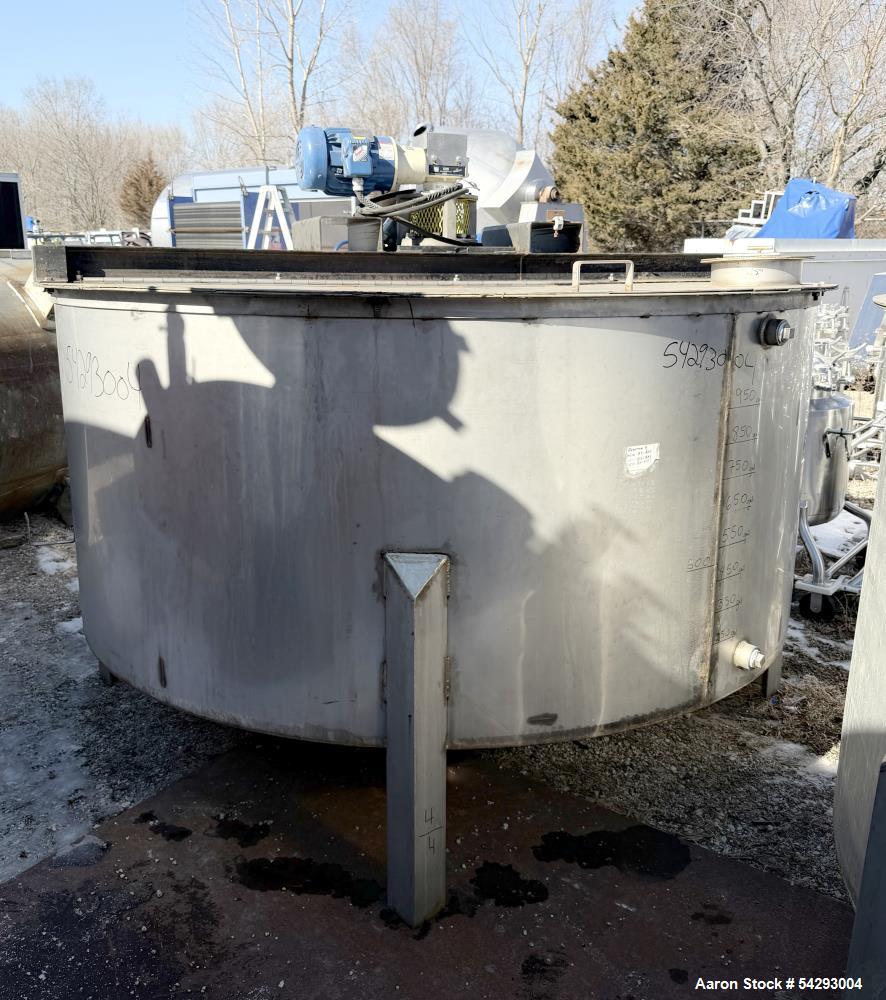 1,250 Gallon 304 Stainless Steel Agitated Mix Tank – Dual Turbine, Baffled, Vertical