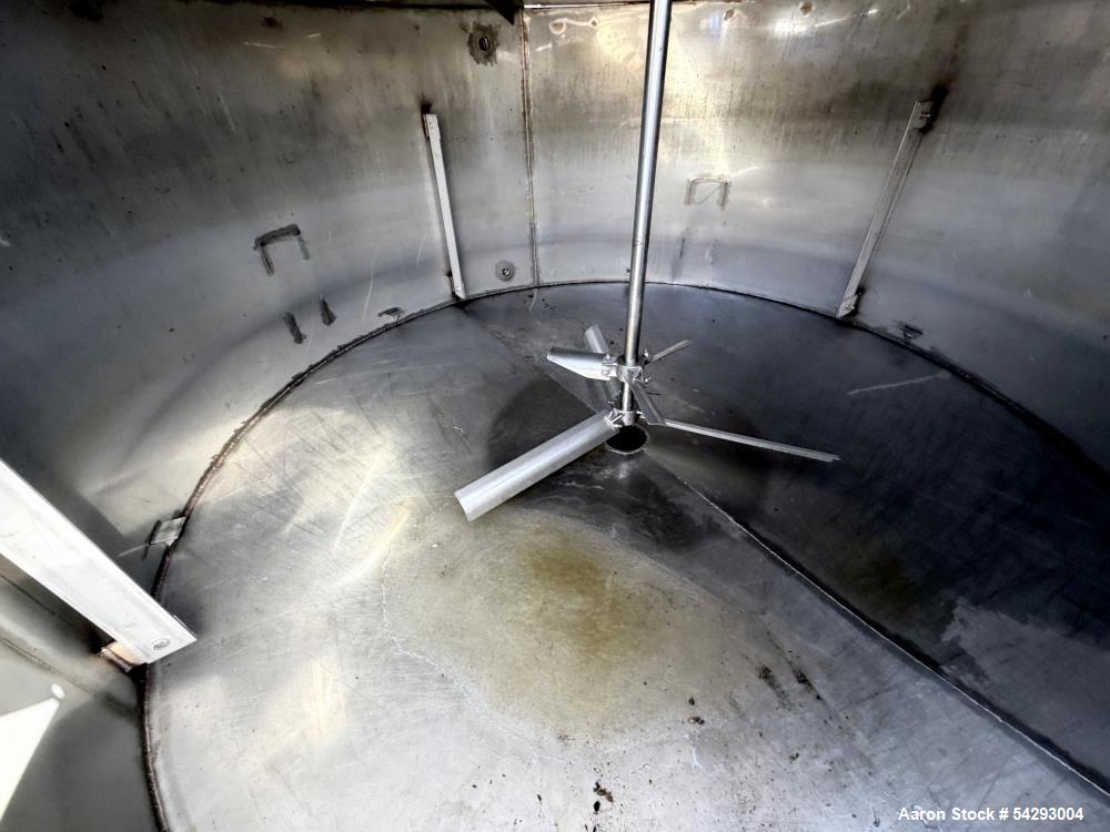 1,250 Gallon 304 Stainless Steel Agitated Mix Tank – Dual Turbine, Baffled, Vertical