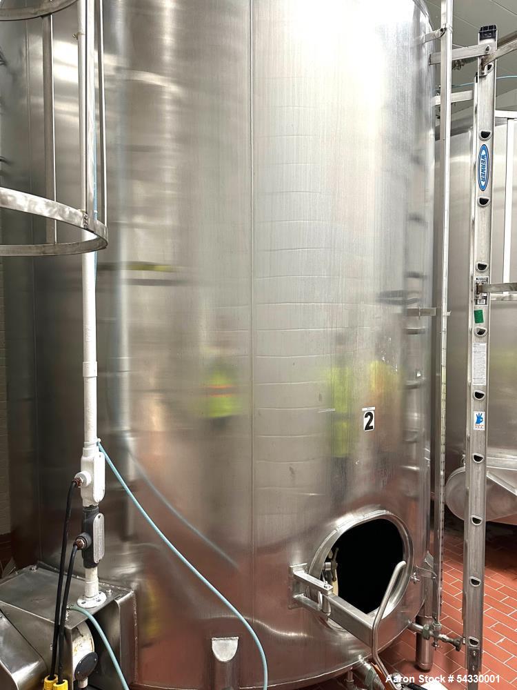 Used 3,500 Gallon Vertical Mixing Tank | 304 Stainless Steel Beverage-Grade Vessel
