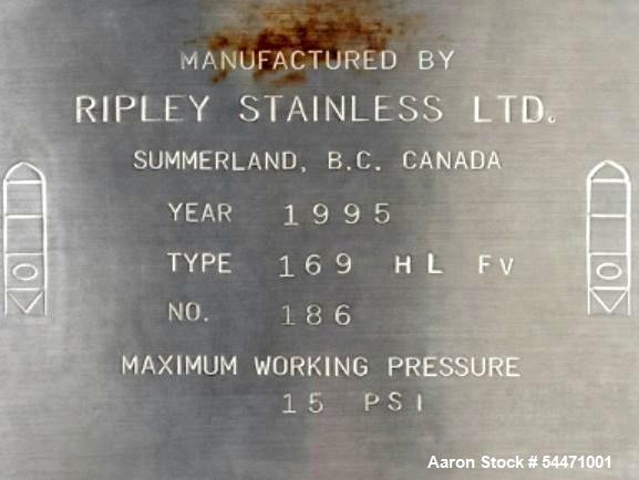 Used Ripley Stainless 4,000 Gallon Fermenter Tank | 304SS Cone Bottom Brewery Vessel
