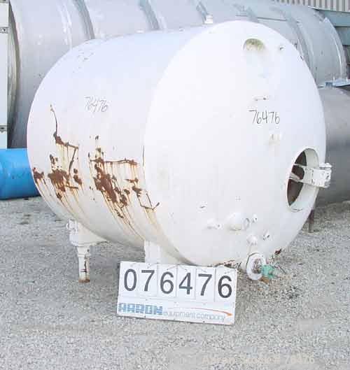 USED: Tank, 1000 gallon, stainless steel, horizontal. Approx 66"diameter x 60" straight side. Dished ends. Insulated with carbonsteel sheathing. Openings: side 18" manway with cover; 4" end bottomout...