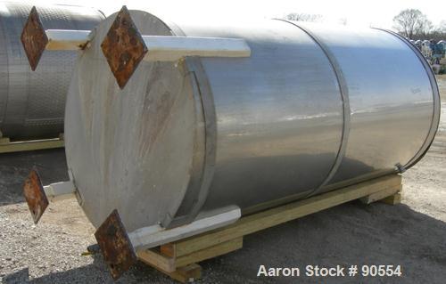 USED:  Approx. 1400 gallon tank, 316 stainless steel, vertical.  60" diameter x 114" straight side.  Flat top with hinged cover, slope bottom.  Top entering agitator, 1 1/2" diameter shaft with (2) a...