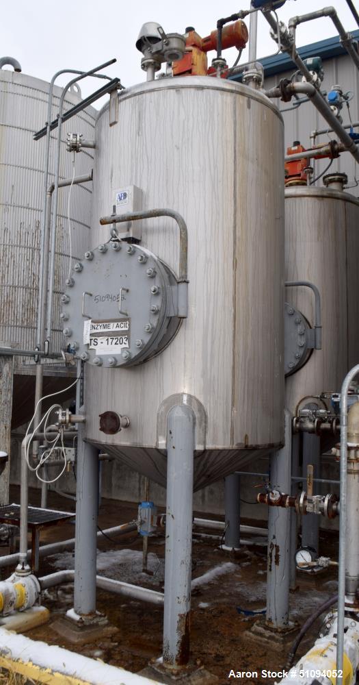 Used A&B Process Tank, Approximate 1,200 Gallon, 316L Stainless Steel, Vertical. Approximate 60" diameter x 96" straight side, dished top, coned bottom. Internal rated 5 psi at -20 to 200 degrees F. ...