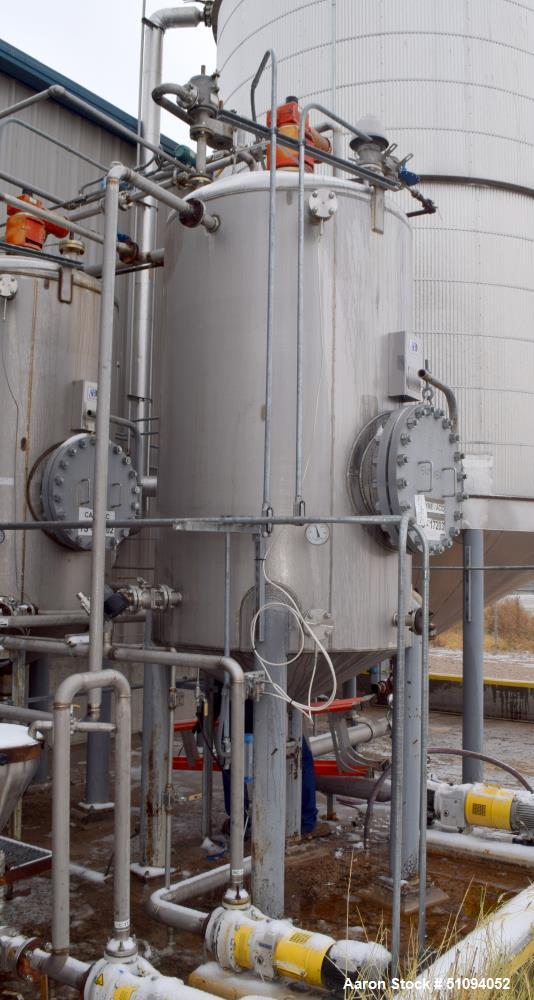 Used A&B Process Tank, Approximate 1,200 Gallon, 316L Stainless Steel, Vertical. Approximate 60" diameter x 96" straight side, dished top, coned bottom. Internal rated 5 psi at -20 to 200 degrees F. ...