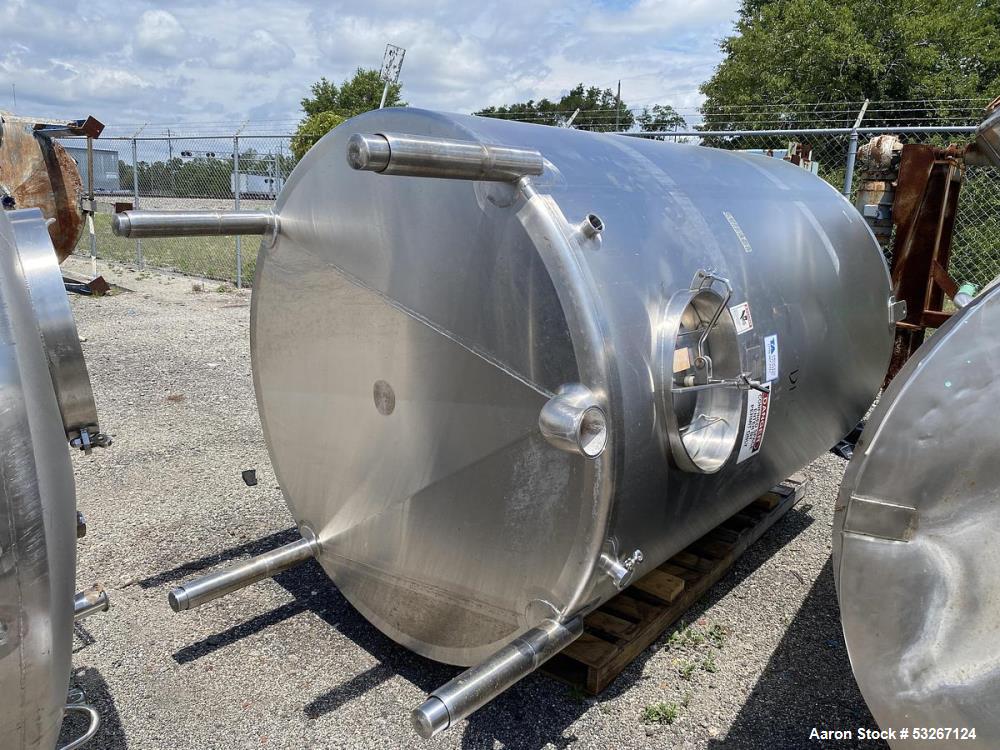 Used A&B Process 1,100 Gallon Sanitary Stainless Steel Vertical Tank | 61" Dia x 92" SS | Slope Bottom | Built 2011