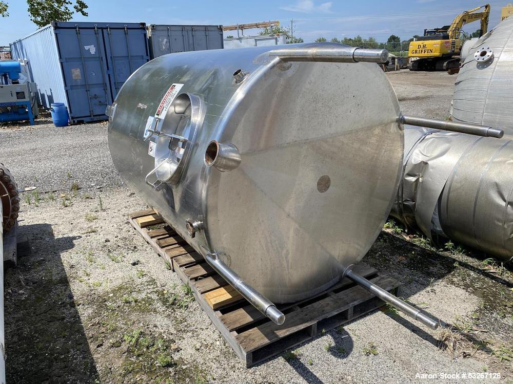 Used A&B Process 1,000 Gallon Sanitary Stainless Steel Vertical Tank | Flat Top | Sloped Bottom | Built 2011