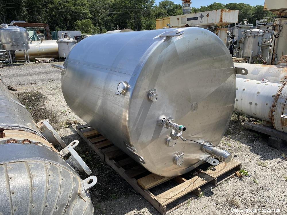 Used A&B Process 1,000 Gallon Sanitary Stainless Steel Vertical Tank | Flat Top | Sloped Bottom | Built 2011