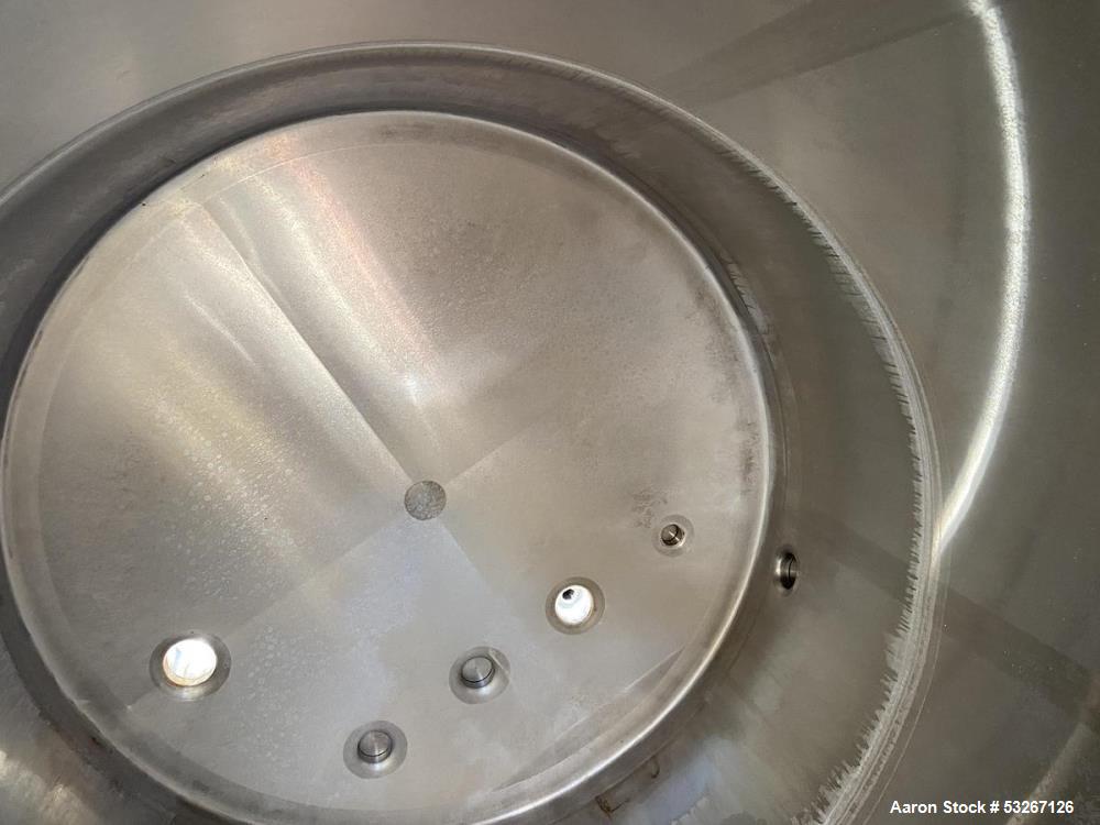 Used A&B Process 1,000 Gallon Sanitary Stainless Steel Vertical Tank | Flat Top | Sloped Bottom | Built 2011