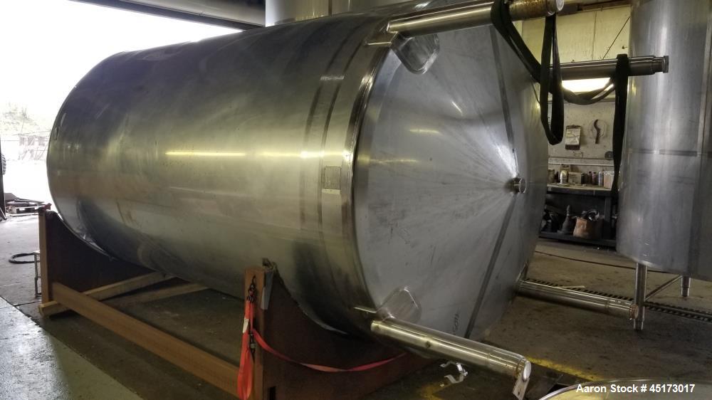 Used A & B Process Systems Tank, Approximately 3000 Gallons, 304 Stainless Steel, Vertical. Approximate 80" diameter x 140" straight side. Flat top with hinged covers, cone bottom. Approximate Openin...