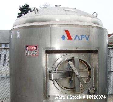 Used-1300-Gallon APV Crepaco Stainless Steel Sanitary Insulated Tank. Vessel maximum working pressure rated 60 psi @ 300 Deg...