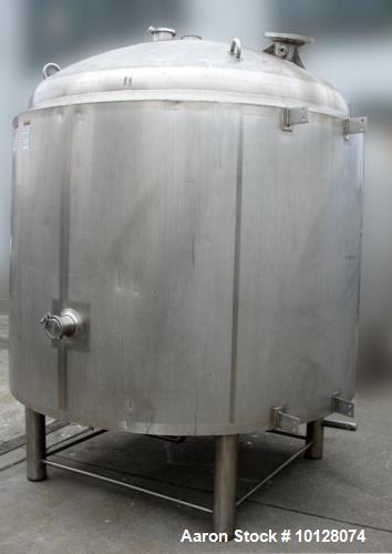 Used-1300-Gallon APV Crepaco Stainless Steel Sanitary Insulated Tank. Vessel maximum working pressure rated 60 psi @ 300 Deg...