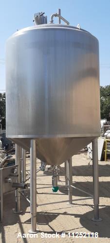 Used- Tank, 1,500 Gallon, 316 Sanitary Stainless Holding Vessel