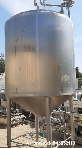 Used- Tank, 1,500 Gallon, 316 Sanitary Stainless Holding Vessel