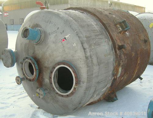 Used Acme Tank, 1500 Gallon, 304 Stainless Steel, Vertical. 72" diameter x 84" straight side. Dish top and bottom. Carbon steel jacket on partial sidewall and bottom head, no rating. Top entering Lig...