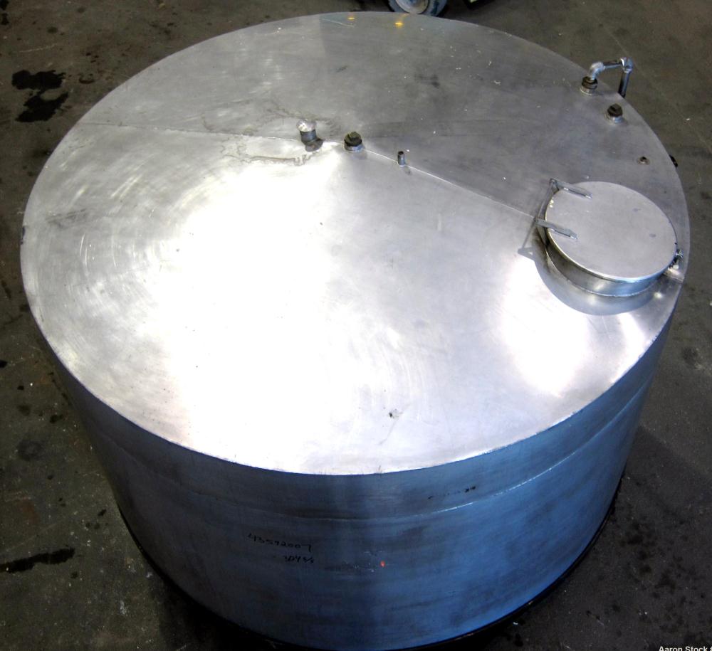 Used Acme Industrial Equipment Tank, 2200 Gallon, 304 Stainless Steel, Vertical. Approximately 104” diameter x 58” straight side, coned top and bottom. Bottom side entering agitator with a 3 blade pr...