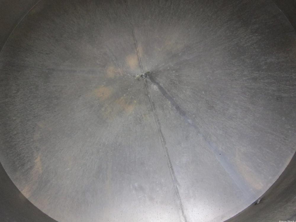 Used Acme Industrial Equipment Tank, 2200 Gallon, 304 Stainless Steel, Vertical. Approximately 104” diameter x 58” straight side, coned top and bottom. Bottom side entering agitator with a 3 blade pr...
