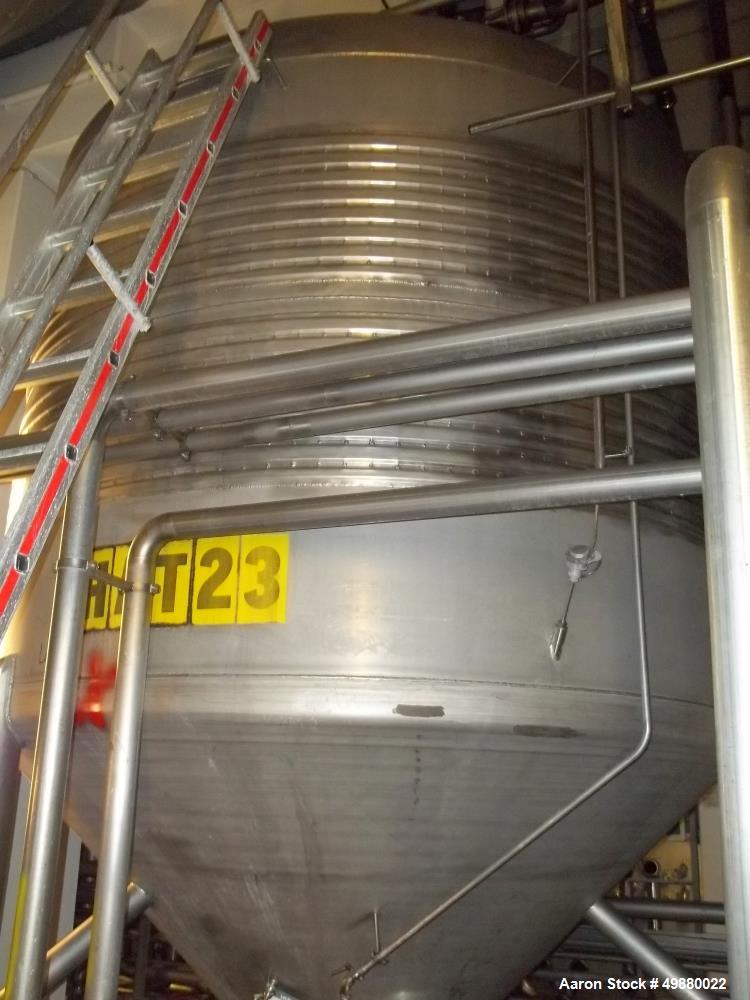 Used Alfa Laval tanks, type ZKH Capacity 13700 liter (3624), 316 stainless steel. Rated for 3 bar (45 PSI) at 20 deg C. (76 deg F). On 3 legs. Serial # 488.