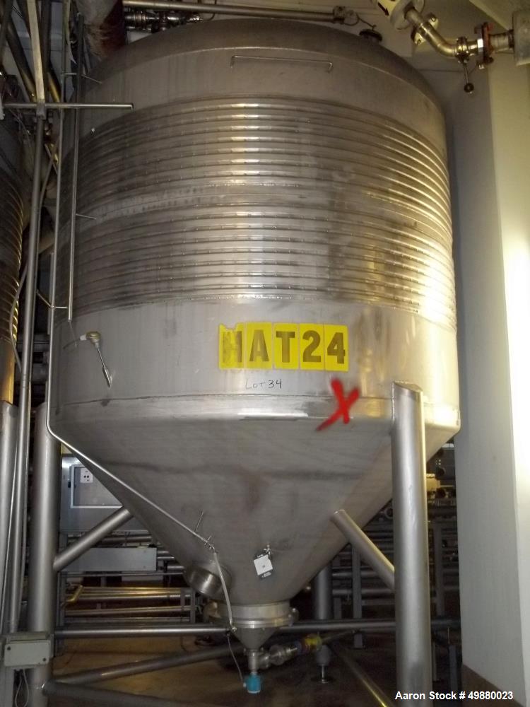 Used Alfa Laval tanks, type ZKH Capacity 13700 liter (3624 gallon), 316 stainless steel. Rated for 3 bar (45 PSI) at 20 deg C. (76 deg F). On 3 legs. Serial # 489.